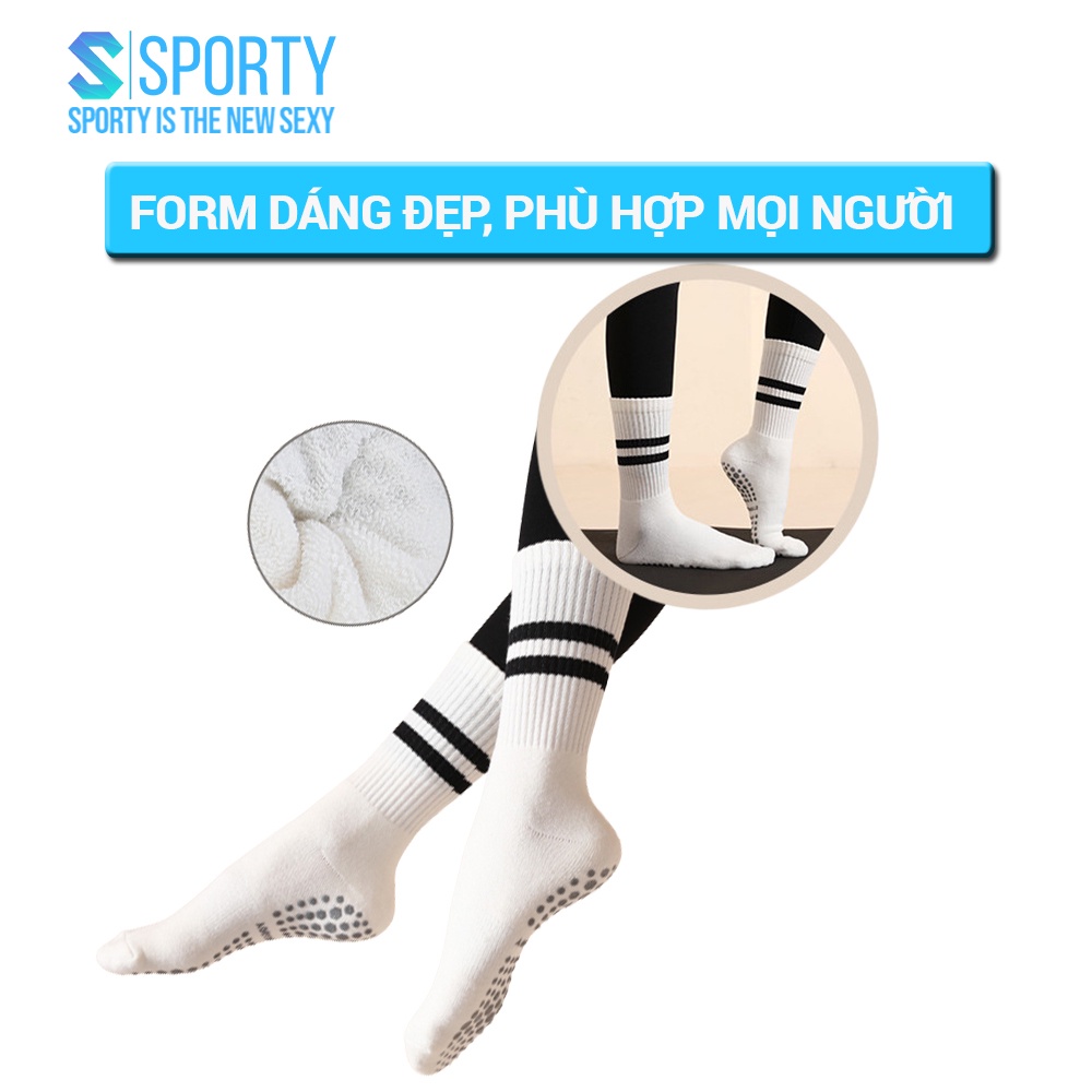 Tất chân cao cổ nữ SPORTY freesize tập yoga pilates, len co giãn đính hạt silicon chống trơn trượt
