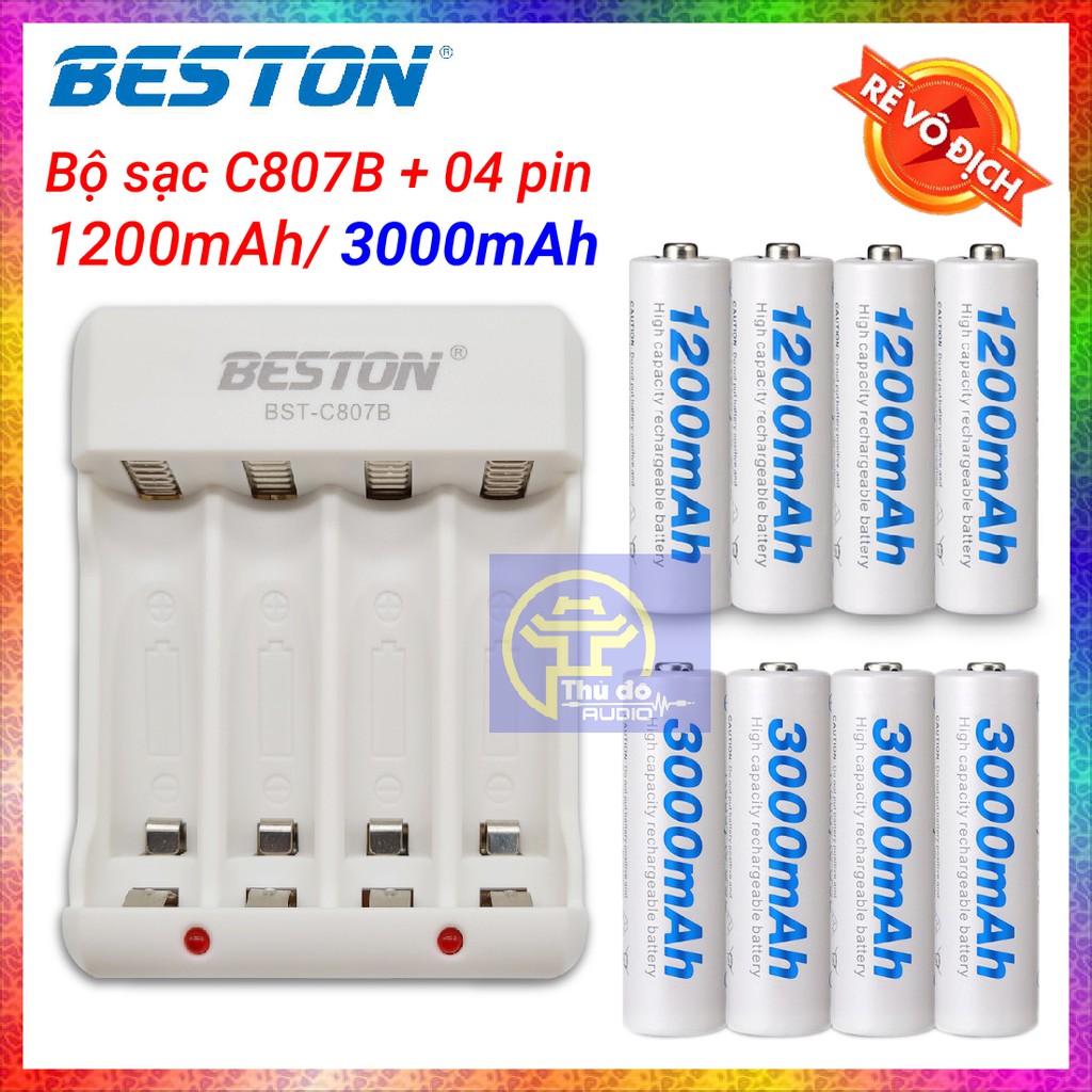 [Chính Hãng] Bộ Sạc Pin Beston C807B Tặng Kèm 04 Pin Tiểu Sạc Beston AA ...