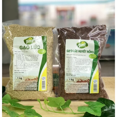 Gạo lứt Phú Minh Tâm - Túi 1KG - 2KG - 2 Loại - Lứt Xanh Và Lứt Huyết Rồng