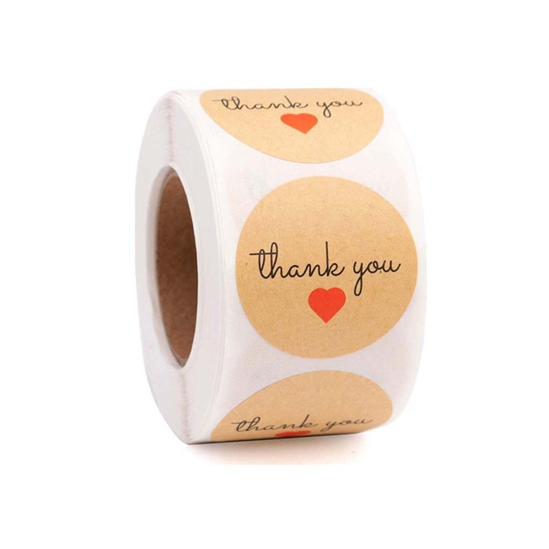[SPT *] 500 Miếng Dán Kraft Cảm Ơn Tự Chế Nhãn Tròn Cho Cửa Hàng Nhỏ Handmade Trang Trí Văn Phòng Phẩm