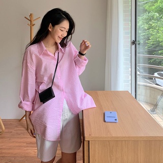 Hàng Mới Về Áo Sơ Mi Caro Dài Tay Dáng Rộng Phong Cách Hàn Quốc Cho Nữ Hàng Có Sẵn