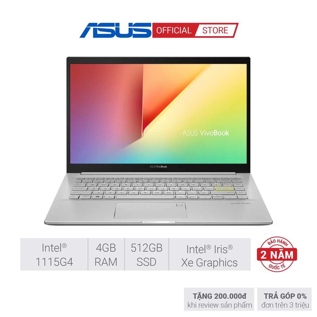 Laptop Asus VivoBook A515EA-BQ1530W i3 1115G4 |4GB | 512GB SSD |15.6 FHD |Win11|BẠC