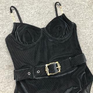 Bộ đồ tắm bikini một mảnh hai dây phối thắt lưng khóa kim loại thời trang