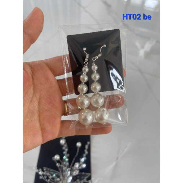 Hoa tai phối hạt ngọctrai, Bông tai cô dâu, Phụ kiện cô dâu, Phụ kiện cưới, Sỉ phụ kiện Khánh Huyền