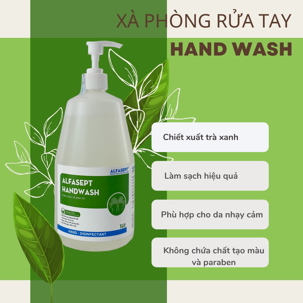 Mô tả Xà Phòng Rửa Tay ALFASEPT Handwash Chiết Xuất Lá Trà Xanh Thân Thiện Với Da, Giúp Sát Khuẩn Nhanh Chóng, Hiệu Quả - 3