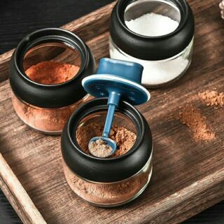 (xả kho)Lọ thủy tinh đựng gia vị kèm thìa thông minh