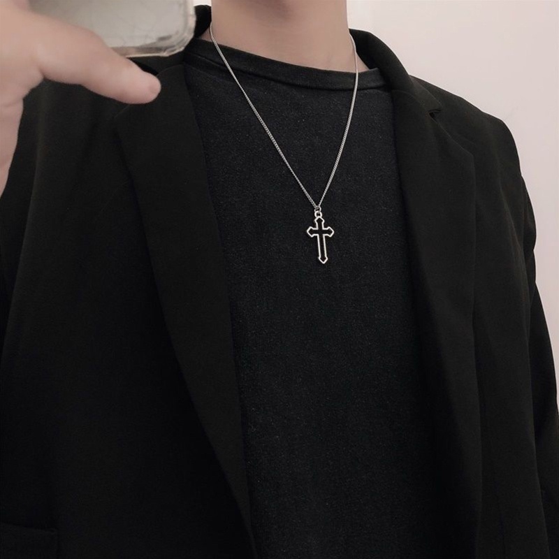 Thánh Giá Necklace Nam Phong Cách Hip Hop, Biểu Tượng Chúa Giêsu và Ankh