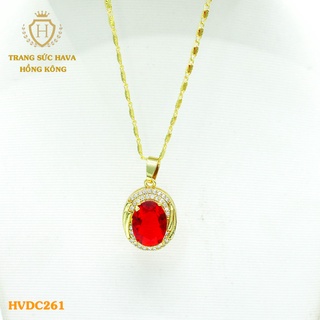 Dây Chuyền Nữ Titan, Vòng Cổ Mặt Đính Đá Xi Mạ Vàng Non 24k Cao Cấp - Trang Sức Hava Hong Kong