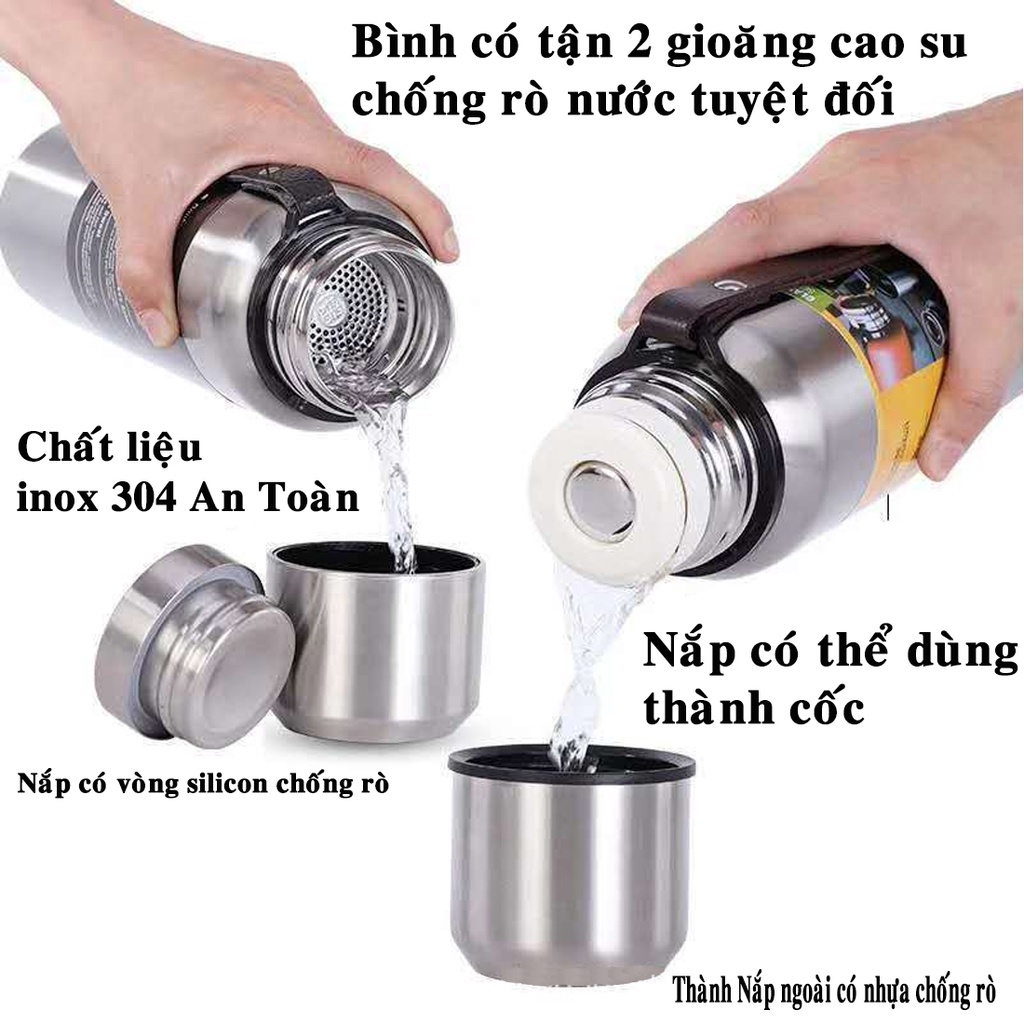 Mô tả Bình Nước Giữ Nhiệt Cute 1000-1500ml Inox Giữ Nóng Lạnh 8-12 Tiếng Có Nắp Uống, Lưới Lọc Bình Trà, Ly Nước Hãng Amalife - 7