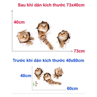 Decan dán tường 3D đẹp, decan dán tường hình mèo