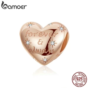 Mặt trang trí Bamoer hình trái tim bằng bạc 925 lấp lánh dùng làm đồ trang sức thủ công SCC1223