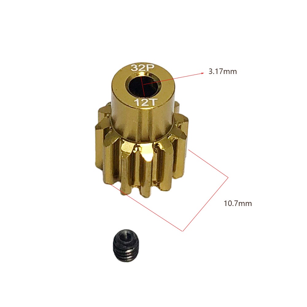 Set 5 Pignoni Motore RC In Acciaio 32DP 0.8M Per Albero 3.175mm – 12T A 16T Per Auto 1/10