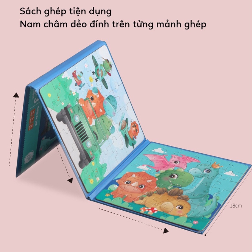 Ảnh Đồ chơi xếp hình S-kids, Bộ sách puzzle thông minh 3 hình cho bé với mảnh ghép nam châm. 4