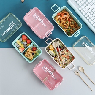 Hộp đựng cơm lúa mạch cao cấp 3 ngăn kèm đũa thìa