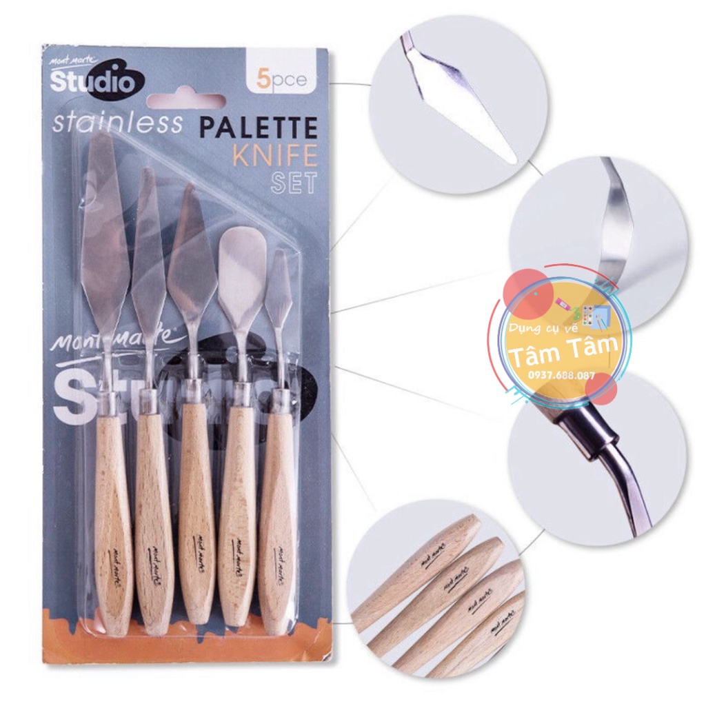 Mont Marte Studio Palette Knife Set, 5 Piece