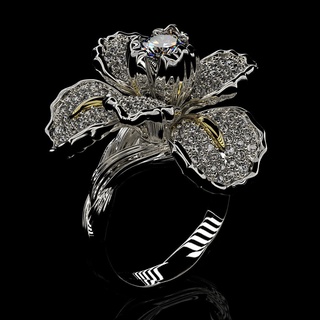 Nhẫn hai màu Iris chính hãng với topaz xanh và pha lê trắng - Trang sức thời thượng dành cho nàng