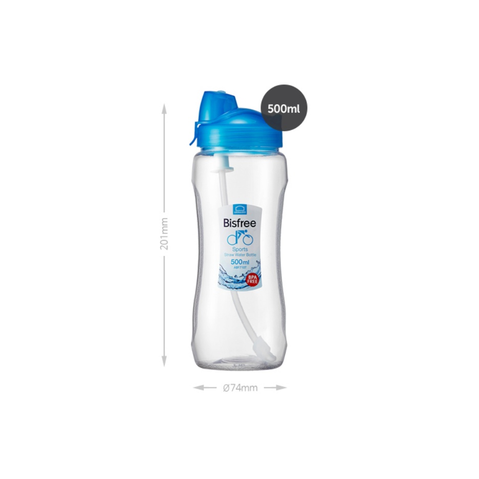 Bình Nước Thể Thao Bisfree Có Ống Hút Dung Tích 350ml / 500ml ABF710TB