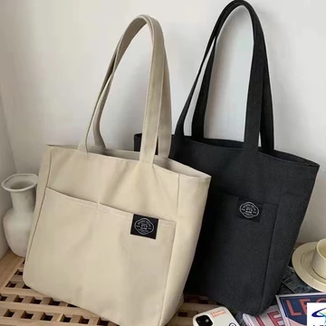 Women's Korean-Style Canvas Shoulder Bag – Large