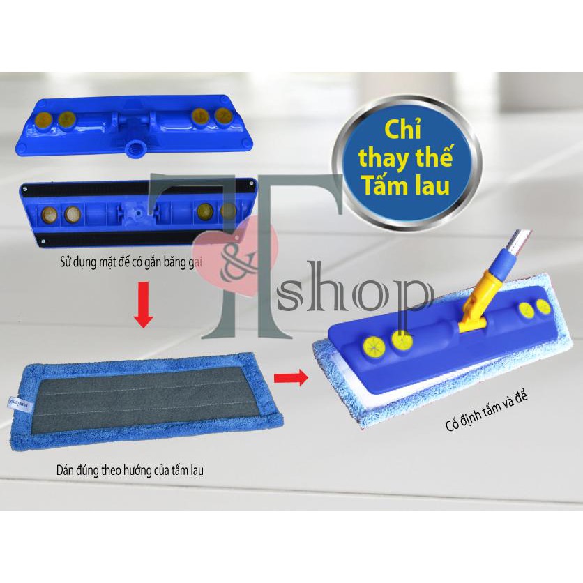 ( KHÔNG ĐẦU NHỰA ) Miếng Lau Nhà Thay Thế Cây Lau Kiểu Dán 40cm Vải Lau San Hô/ Mịn/ Xoắn Homeinno