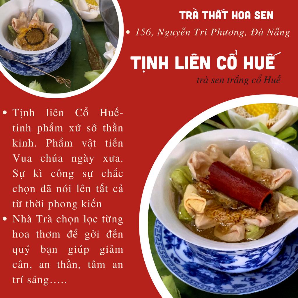Combo 5 bông Trà hoa sen trắng- hồng Cổ Huế sấy lạnh , đóng hộp giấy/ tre tặng kèm thanh quế cỏ ngọt