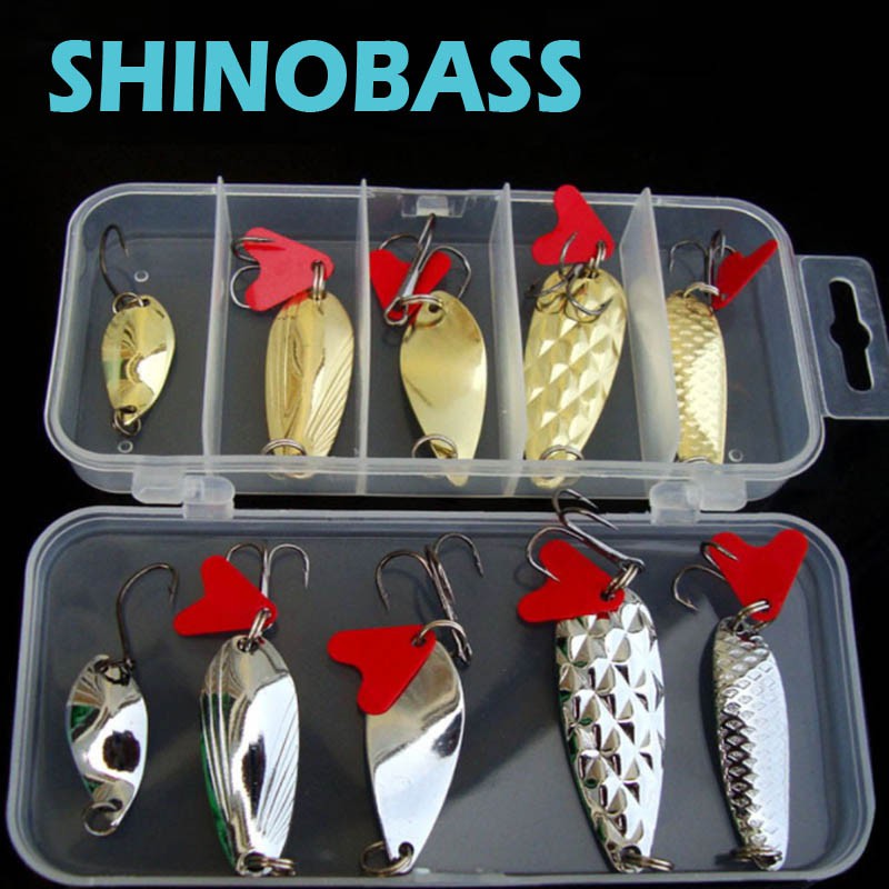 SHINOBASS Muỗng Gewang killer Sebarau / Kelah / Pakwan Kim Loại Mồi Câu Cá Bộ Thìa Bass Crank Mồi Nước Mồi Móc + Hộp Giải Quyết