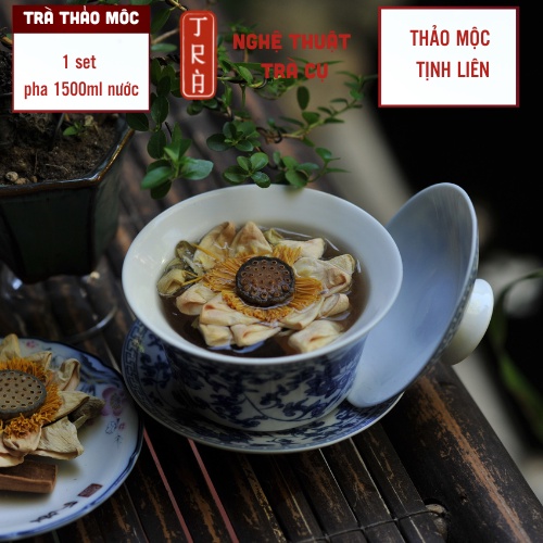 Trà hoa sen cổ Huế mix thảo mộc cung đình 1 set pha 2 lít nước không dùng đường
