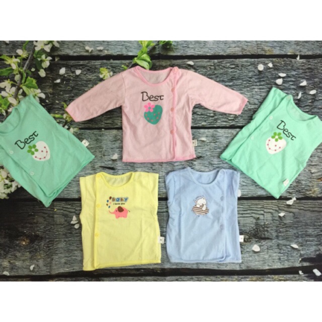 MS 402 Compo 3 Áo sơ sinh khuy lệch chất cotton cực đẹp cho bé