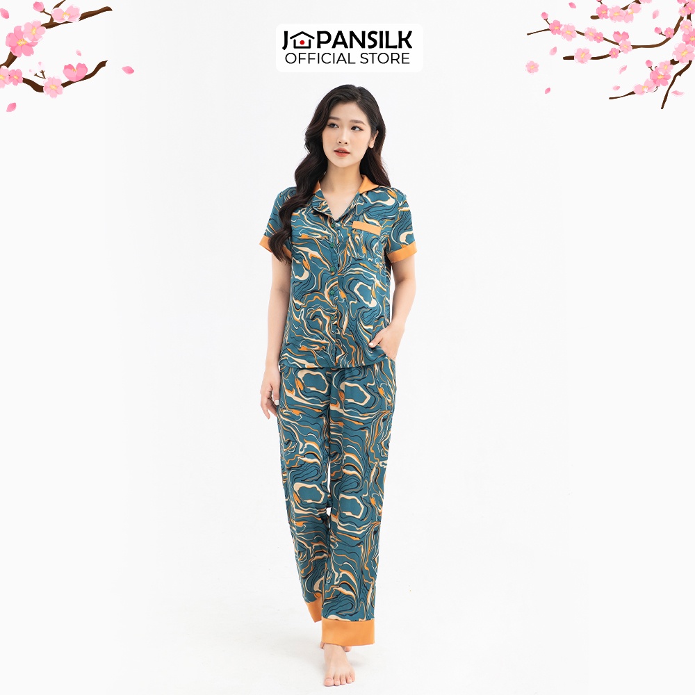 Chi tiết họa tiết Đồ Ngủ Pijama Lụa Satin Nhật