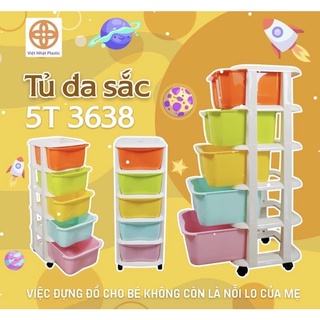 Tủ Đựng Quần Áo Đa Sắc 3638, Kệ Đựng Đồ Đa Năng Loại Lắp Ghép 5 Tầng Nhựa PP Cao Cấp Chuẩn Xịn Việt Nhật Cam Homeware