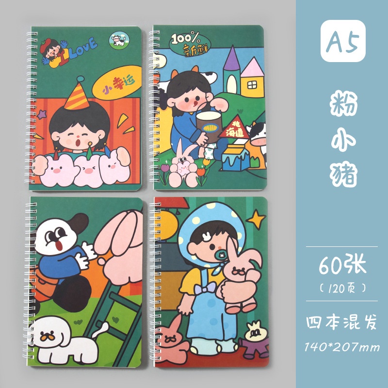 Sổ lò xo A5 120 trang hình Cô bé dễ thương 7.2*10cm