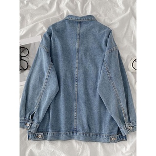 Phong Cách Hàn Quốc Nữ Trơn Áo Khoác Denim Dài Tay Rời Áo Khoác Quần Jean Ngắn