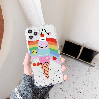Ốp lưng iphone silicon dẻo trong Ice-cream dành cho ip 6 đến 16promax - t32