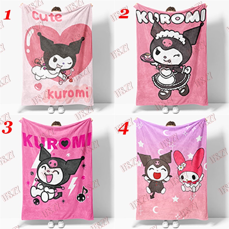 Chăn Bông Mềm Mại 4 Kích Thước In Nhân Vật Hoạt Hình kuromi Dễ Thương