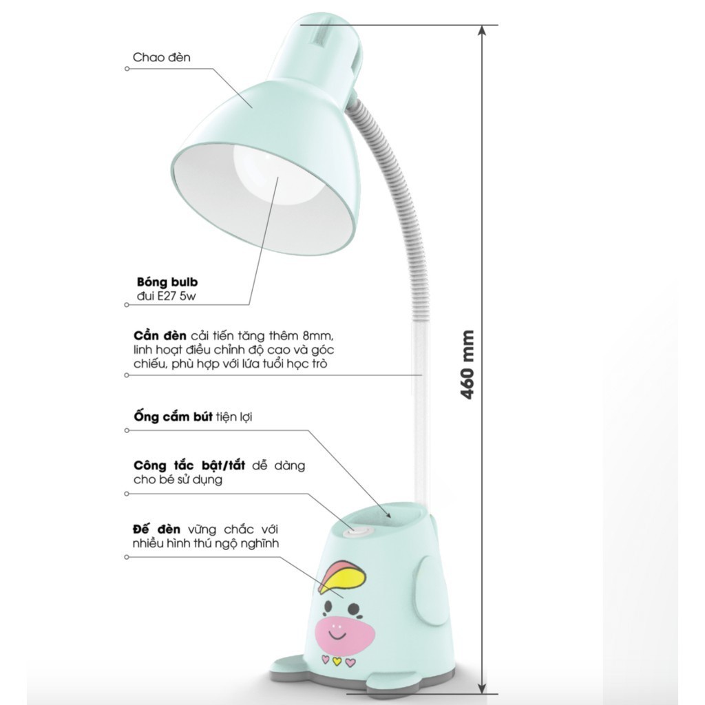 Ảnh Đèn bàn Led bảo vệ thị lực Rạng Đông - Bảo hành chính hãng 18 tháng - Model: RD-RL-24.V2 3