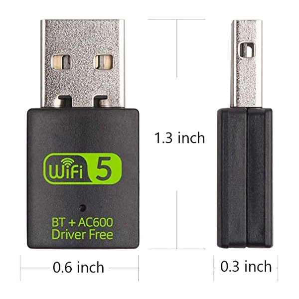 Bộ chuyển đổi Bluetooth WiFi USB, Bộ thu ngoài mạng không dây băng tần kép 600Mbps, WiFi Dongle cho PC / Laptop / Máy tính để bàn