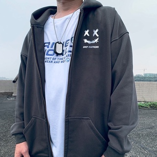 Áo khoác Hoodie from rộng chất nỉ ngoại nhập có khoá kéo in hình cá tính