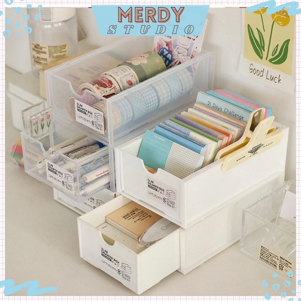 Hộp kệ ngăn kéo mini decor bàn học Slim Drawer Box | Shopee Việt Nam