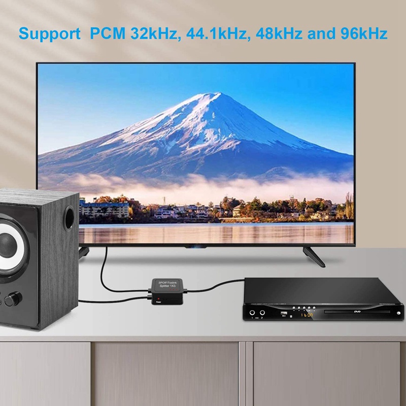 Bộ chia âm thanh quang kỹ thuật số 1X3, Bộ chia âm thanh sợi quang SPDIF TOSLINK kỹ thuật số, 1 trong 3 Out, cho HDTV DVD Blue-Ray