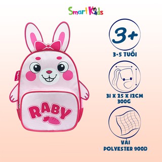 Balo mẫu giáo Smartkids Safari-Raby Hồng,dành cho bé 3-5 tuổi,trẻ mẫu giáo,đáng yêu,dễ thương B-003