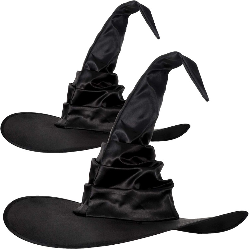Fashion Black Folds Wizard Hat Halloween Witch Hat Angled Witch Hat Cosplay
