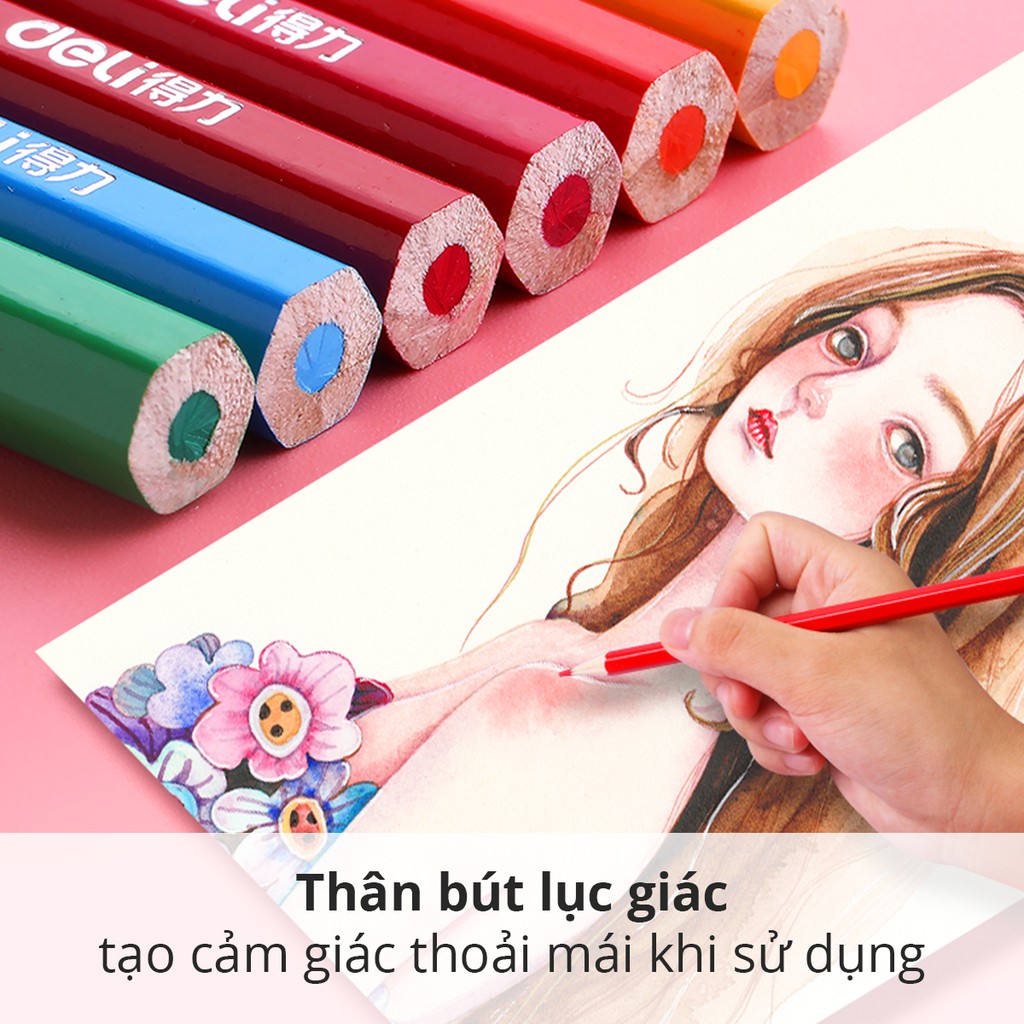 [TOP1 GIÁ SỈ] Bút Chì Màu Gốc Dầu Dạng Cốc/Lon Deli - 12/24/36/48 Màu Sắc Tươi Sáng Không Dễ Gãy Màu Chì Học Sinh Tô Màu