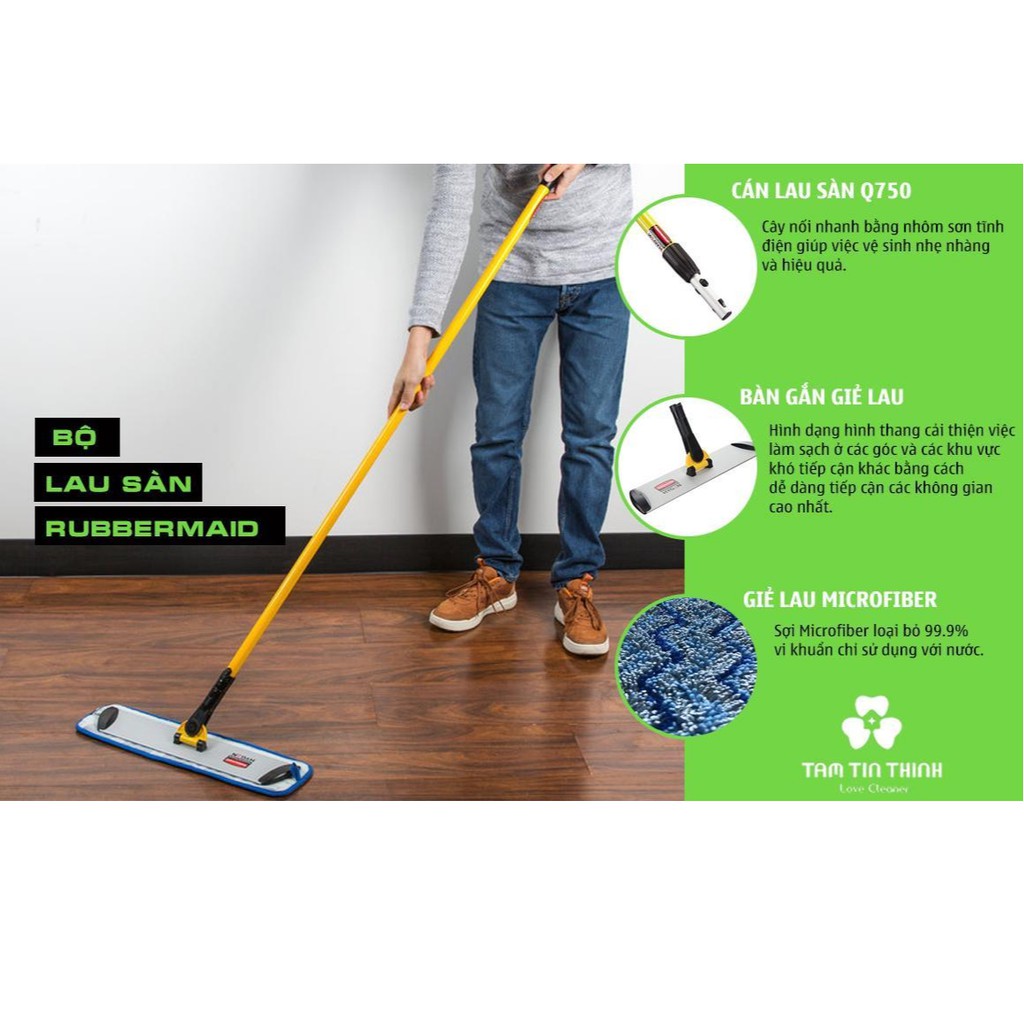 Cây lau sàn thông minh Rubbermaid 53cm, cây lau sàn đa năng cao cấp ...