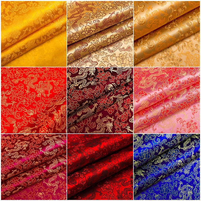 Phong Cách Trung Hoa - Sườn Xám Kimono và Túi Chắp Vá từ Vải Thổ Cẩm Jacquard Satin TJ0246