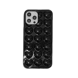 Ốp Điện Thoại Phong Cách Tình Yêu 3D Màu Trơn Cho iPhone 12 13 14 Pro Max Ốp Lưng Trong Suốt Chống Sốc Vỏ Bảo Vệ Toàn Diện