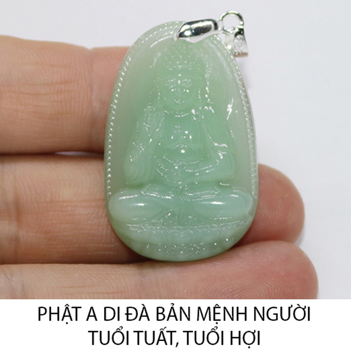 Chuỗi hạt đeo cổ mặt phật A Di Đà size 4.7cm x 3cm nhiều màu - Phật bản mệnh người tuổi Tuất, tuổi Hợi-Tặng kèm theo dây