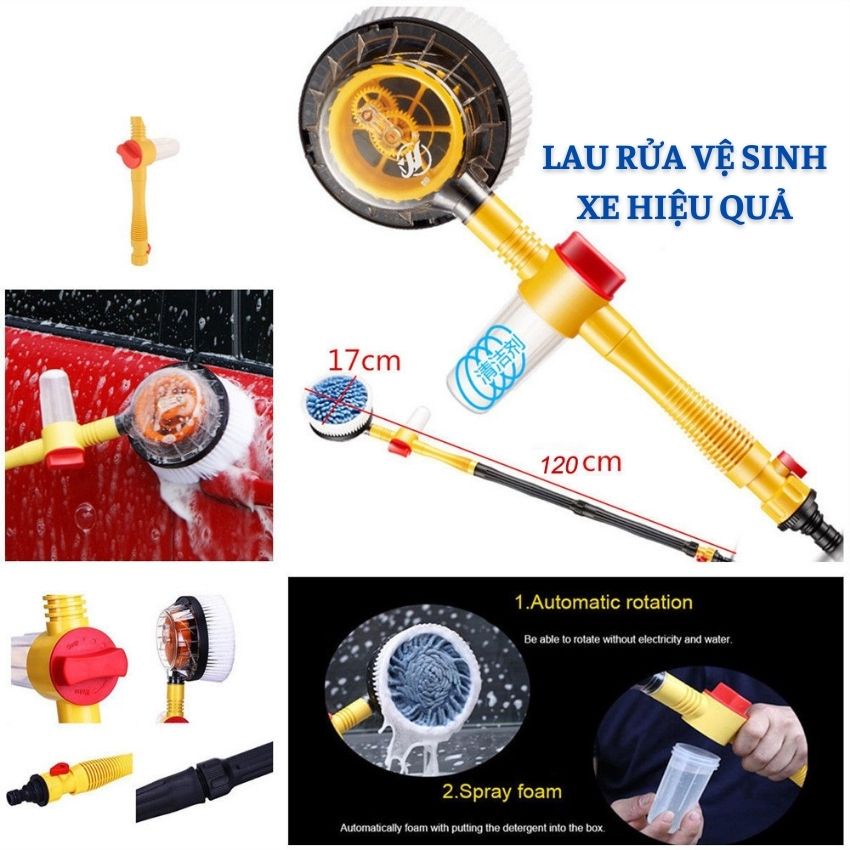 Chổi Rửa Xe Thuỷ Lực Xoay 360 Độ - Tiện Lợi Sử Dụng Tiết Kiệm Công Sức Mỗi Khi Lau Rửa