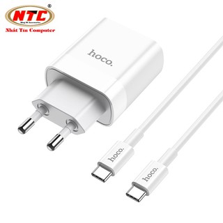 Bộ cốc 2 cổng kèm cáp sạc TypeC to TypeC Hoco C80A cổng USB QC 3.0 và TypeC PD 20W (Trắng) - Phụ Kiện Nhất Tín