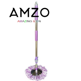 AMZO_CÂY LAU NHÀ 360 ĐỘ INOX LỚN - MÂM INOX NHẬP KHẨU 100% (KHÓA LẬT - ĐÃ KÈM BÔNG LAU)