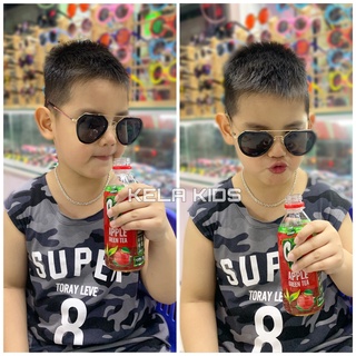 Kính Râm Thời Trang Trẻ Em Gọng Kim Loại Cao Cấp Chống UV Phong Cách Hàn Quốc Mắt To Cho Bé 6 - 14 Tuổi