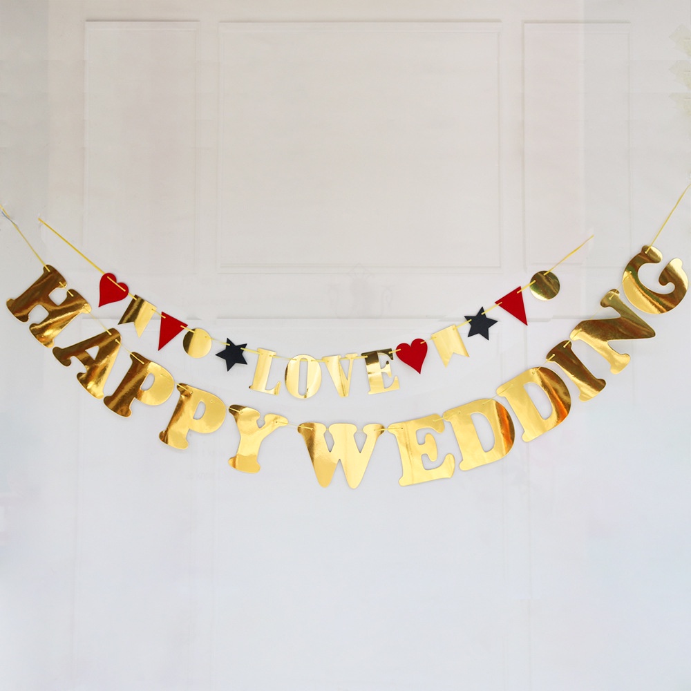 Dây chữ HAPPY WEDDING trang trí phòng cưới đám cưới nhiều mẫu Kemshop - K198